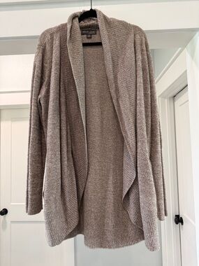 Barefoot Dreams Cozy Open-Front Cardigan in Taupe